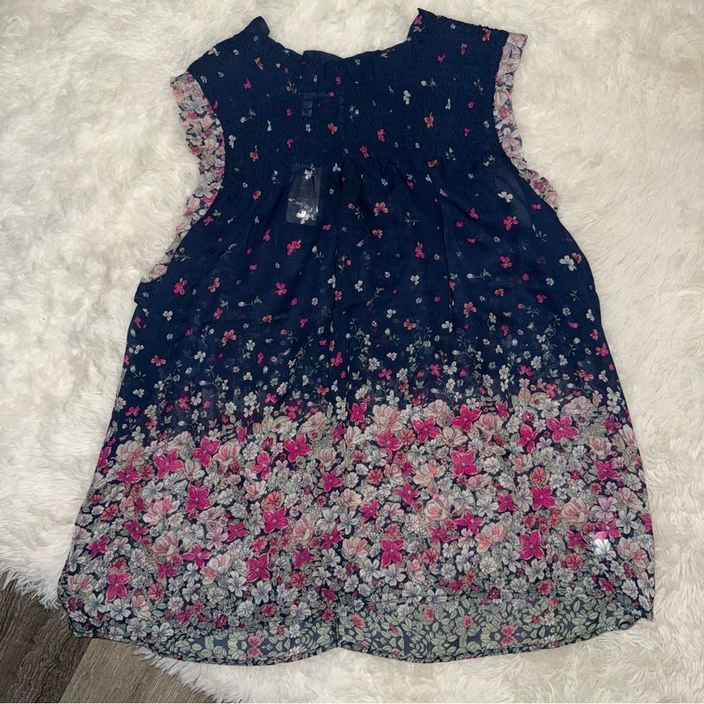 Maurices Navy and Pink Floral Blouse